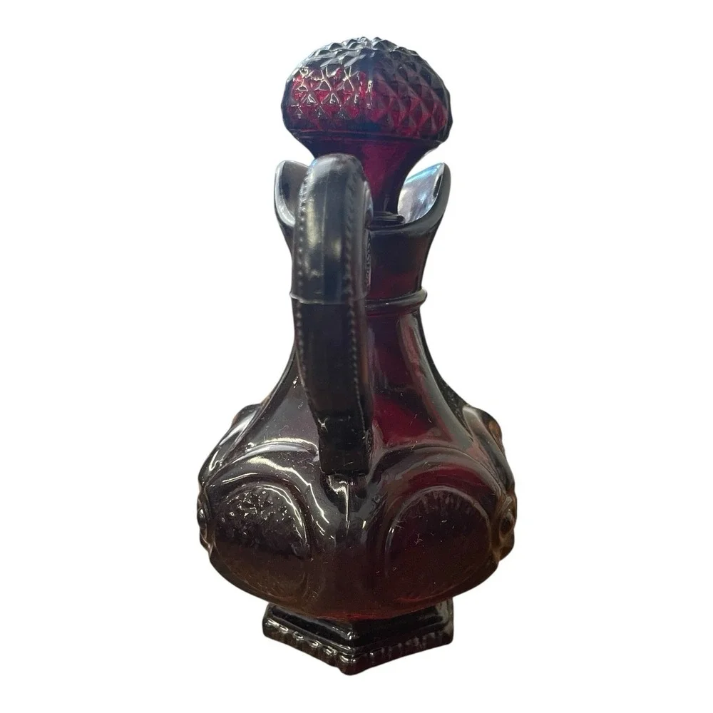 Avon‎ The 1876 Cape Cod Collection Red Glass Cruet With Bath Oil